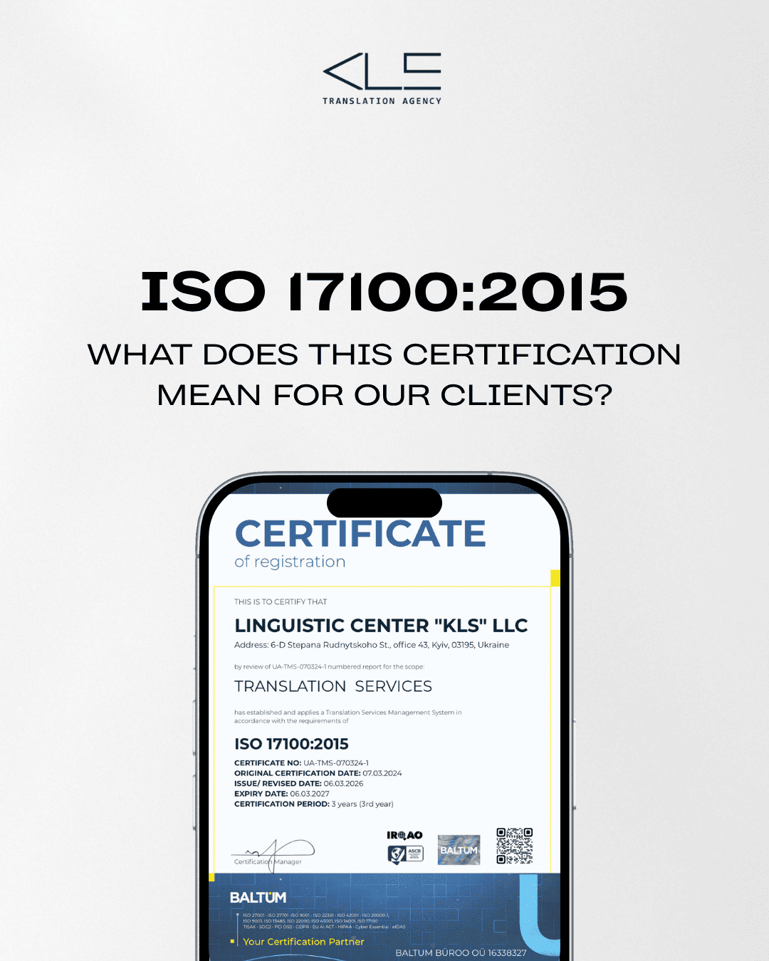 ІSO 17100:2015 - What does this certification mean for our clients?